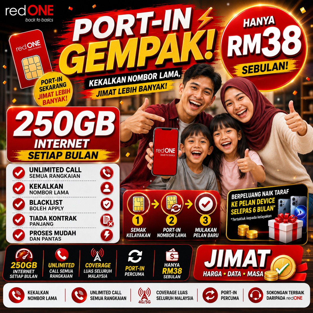 Port-In Gempak Promo | RM38 250GB | Kekal Nombor Sahaja
