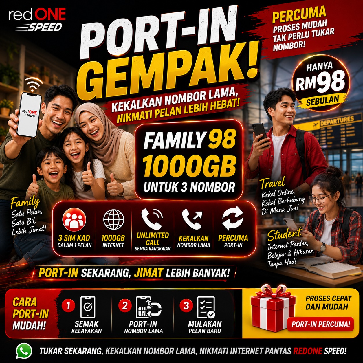 1,000GB | FamilyPlan98 | 3 SIMCARD 1 BILL